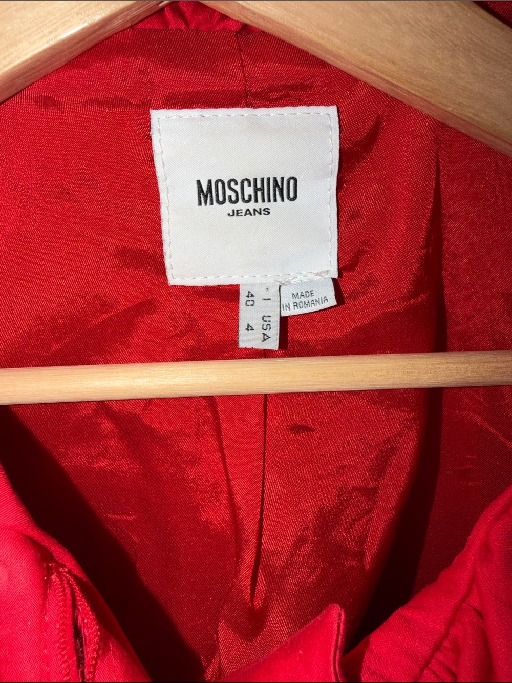Moschino Jeans Peter Pan Collar Red Cropped Jacket Sz. 4 - Picture 5 of 8